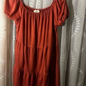 Rust Red Tiered Dress